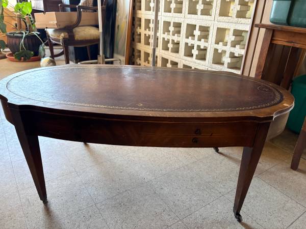 Antique coffee table solid wood with drawer 1
