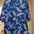 Vintage BRIGATA Hawaiian Men's L Tropical Floral Leaf Blue Silk Shirt 1 thumbnail