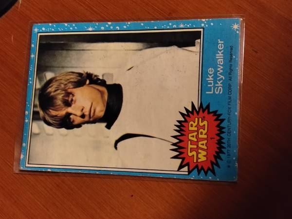 Authentic. he most expensive Star Wars card is the 1977 Topps Luke Sky 1