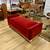 Red Velvet Sofa Bench with Wood Base and Cushion 6 thumbnail