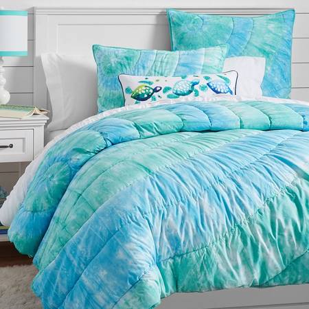 NEW POTTERY BARN QUEEN QUILTED COMFORTER SET ~ TEEN DUNES TIE DYE 1