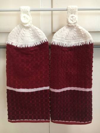 Crocheted Top Kitchen Hand Towels - Lot of 2 1