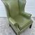 Chippendale Style Green Leather Wingback Chair 13 thumbnail