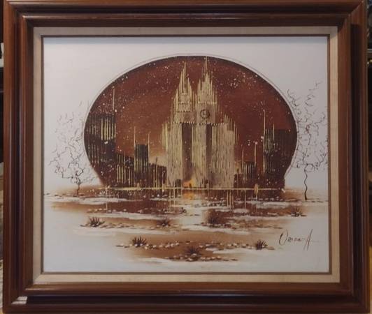 City Skyscape Clock Towers Oil Painting by Eduardo Oropeza 1
