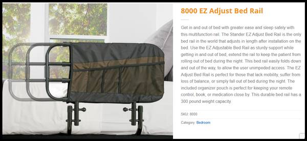 Bed Rail-adjustable width and folds down easily- works on both sides 1