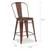 Set of 4 Industrial Copper Bar Stools with Wooden Seats - Beautiful! 6 thumbnail