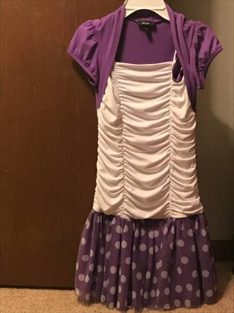 Purple & white fancy dress for Girls Size 12 Kids 1