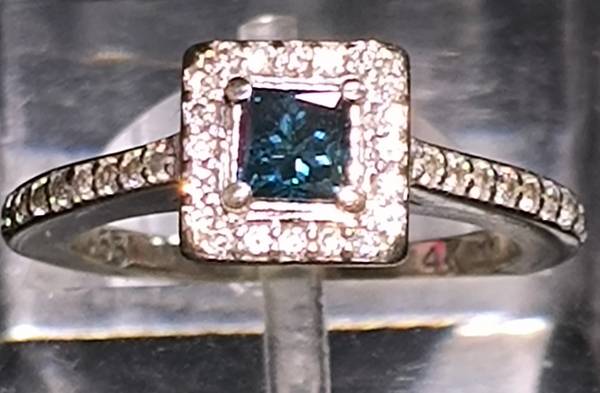 💎 BLUE DIAMOND HALO 14K WHITE GOLD ENGAGEMENT RING 💍 1