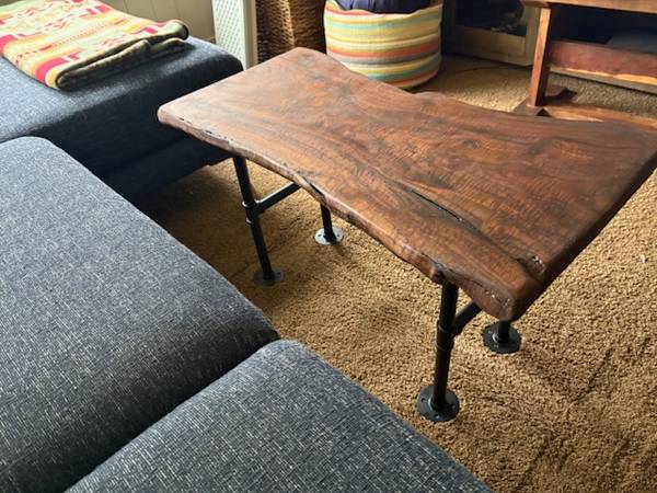 Black Walnut Raw Edge Coffee Table with Pipe Legs 1