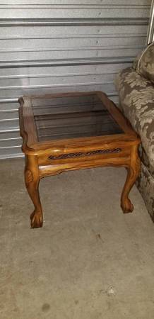 REDUCED Solid Oak CLAW & BALL Foot SHOW HOME Beveled Glass Top Table 1