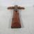Crucifix Vintage Hand Carved Oak Wood & Solid Brass Jesus 19" Tall 9 thumbnail