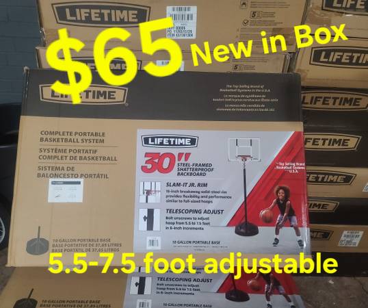 New 30" Lifetime basketball hoop system 5.5'-7.5' adjustable 1
