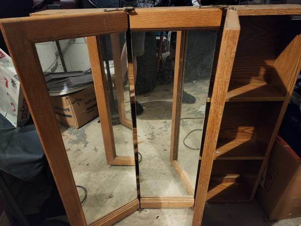 Large Solid Wood Storage Cabinet with mirror 1