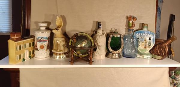 Lot of Nine Antique Empty Collectible Liquor Decanters 1