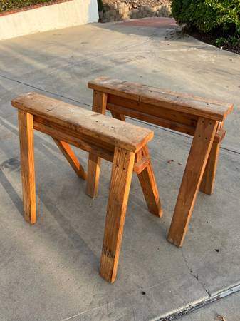 Heavy-Duty Homemade Wooden Sawhorses – Pair 1