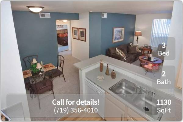 $1,634 / 3 habitaciones - 1130 pies² - Te encantará tu nuevo apartamento asequible de 3 dormitorios y 2 baños ubicado en Colorado Spri (Colorado Springs)63686691717633122