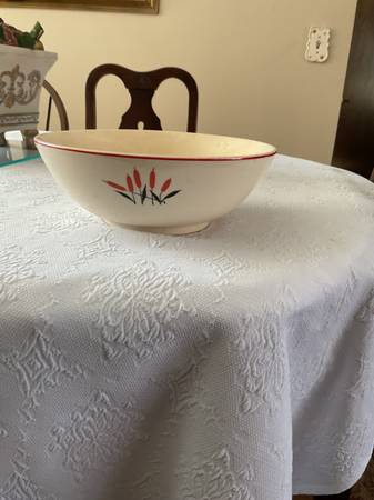 ANTIQUE BOWL CATTAIL PATTERN WITH COUPONS FROM JEWELRY TEA 1