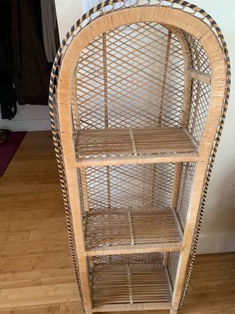 Vintage Arched Natural Wicker Rattan shelves 1