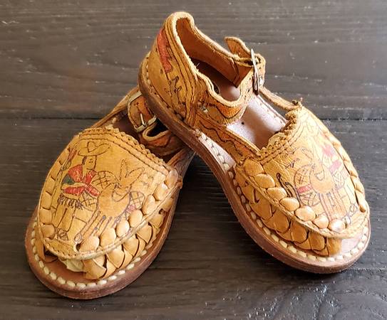 Vintage Toddler Mexican Leather Sandals Shoes 1950’s 1