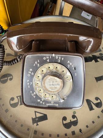 Brown Rotary Phone Telephone - Vintage 1