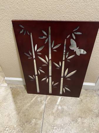 Decorative wall art mirrored bamboo butterfly 1