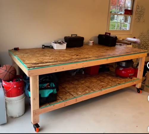Large Wood table on Castor Wheels for workshop - $200 obo 1