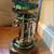Antique Chech Bohemian Hand Painted Emerald Green Glass Art Luster Table Lamp 8 thumbnail