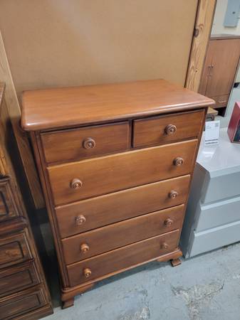 Six Drawer Tall Wood Dresser Chest with Round Knobs #470-7 1