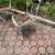 Vintage mid century modern white iron glass top patio table and 4 chai 5 thumbnail