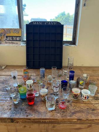Shot glass lot with display case 1