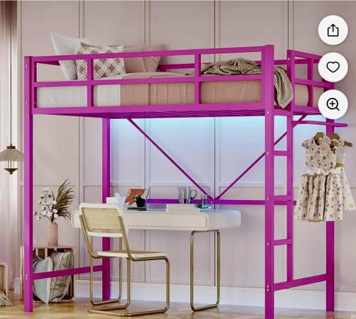 Pink  twin loft bed frame 1