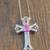 Estate Vermeil Gold over Sterling Silver Chain and Ruby Cross Charm 1 thumbnail