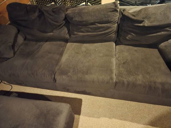 8.5 ft Ashley microfiber corduroy couch with ottoman 1