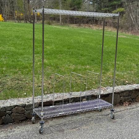 Adjustable Chrome Rolling Garment Mobile Storage Rack on Wheels 1