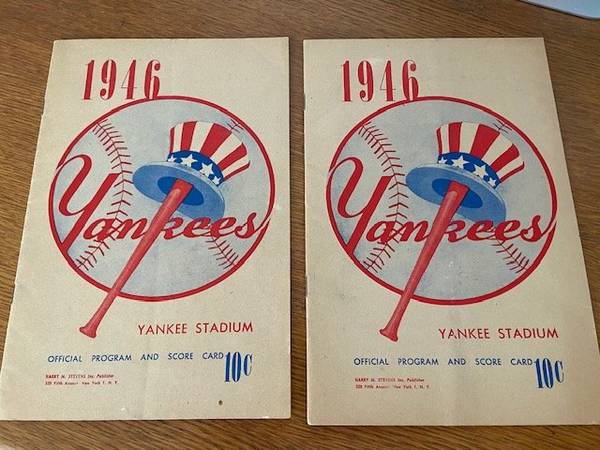 1946 Yankee baseball stadium score cards-New York and Cleveland 1
