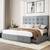 Queen Size Platform Bed Frame with Square-stitched Headboard and 4 Drawers, Ligh 2 thumbnail