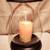 Large Kohl's Bronze Color And Glass Candle Pillar Holder, Flower Or De 2 thumbnail