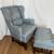 High Back Blue Chairs w/Stool 4 thumbnail