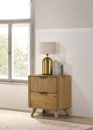 **Two-drawer Bedroom Nightstand Bedside Table Light Oak Finish** 1