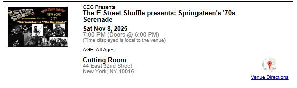 The E Street Shuffle presents: Springsteen's '70s Serenade 1