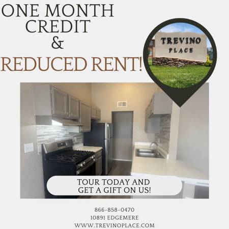 $1 / 1br - 👻 HURRY OR THIS DEAL WILL DISAPPEAR – ONE MONTH CREDIT (Trevino Place on 10891 Edgemere)63971560130691120