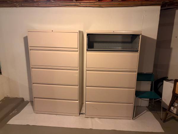 Two 5-Drawer Metal Lateral Filing Cabinets – Heavy Duty Office Storage 1