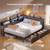 Full Size Corner Bed Frame with Storage and RGB LED Lights, Grey Upholstered Ful 3 thumbnail