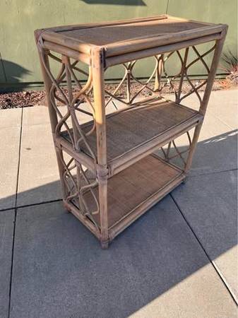 Vintage wicker, bamboo bookshelf 1
