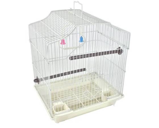 White 14-Inch Small Wire Bird Cage Used Good Condition 1