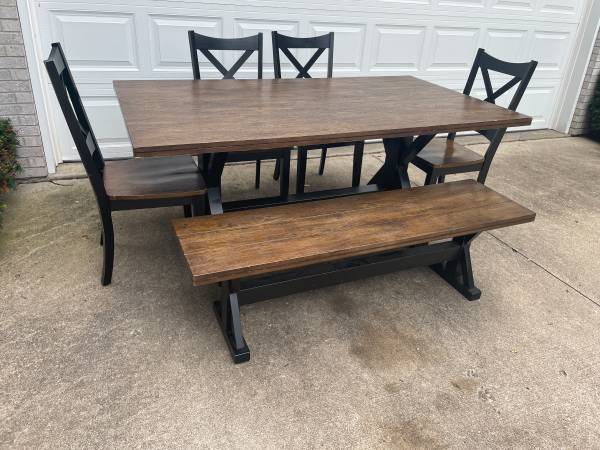 Farmhouse Table Set-Seats 6 With Bench and 4 Chairs - $440 (Columbia MO)63471025631363122