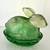 Vintage green glass bunny rabbit on basket 2 thumbnail