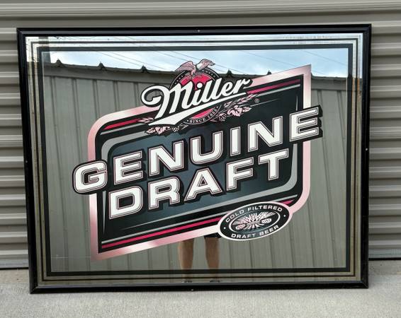 Miller Genuine Draft “Cold Filtered Draft Beer” Large Bar Mirror 1