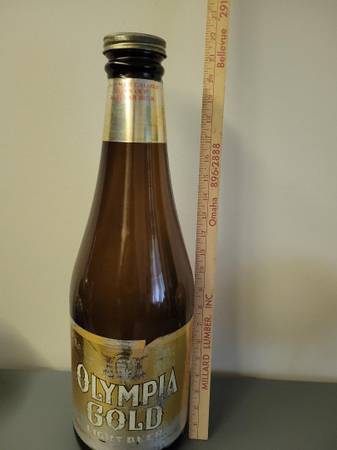 Vintage Olympia Gold Large Display Glass Bottle. 21 -inch tall 1