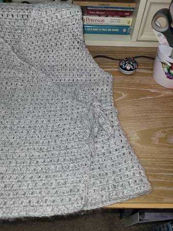 Soft Gray and White variegated Ladies Vest - 20" across - Handmade Crocheted - $30 (Columbia)63471026272515121
